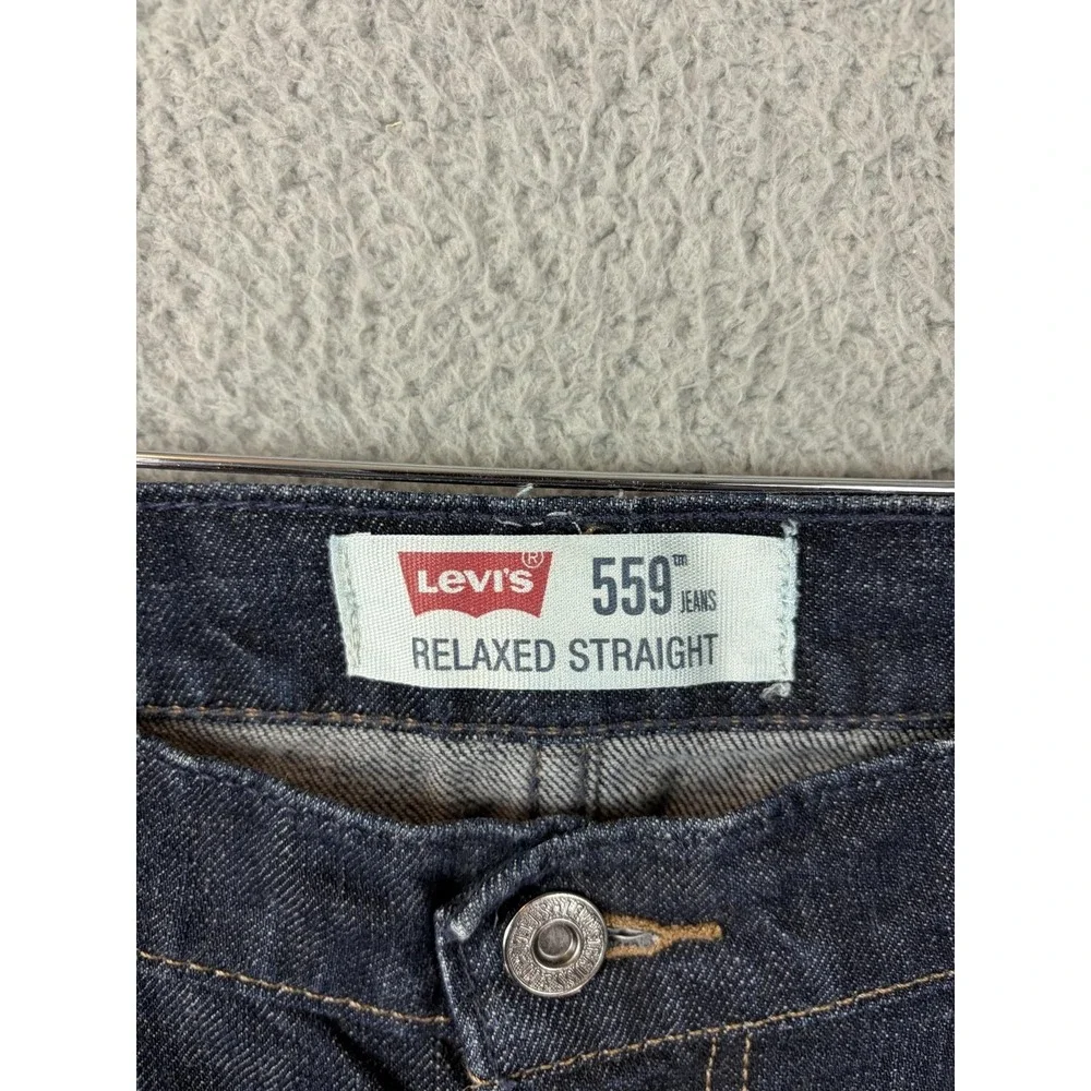 Levis 559 Jeans Mens 34x30 Blue Dark Wash Relaxed Straight Stretch Denim Men